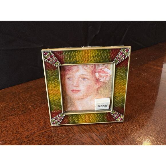 Jay Strongwater Leland Swarovski & Enameled Picture Frame 3”x3” Early Piece - Picture 3 of 10
